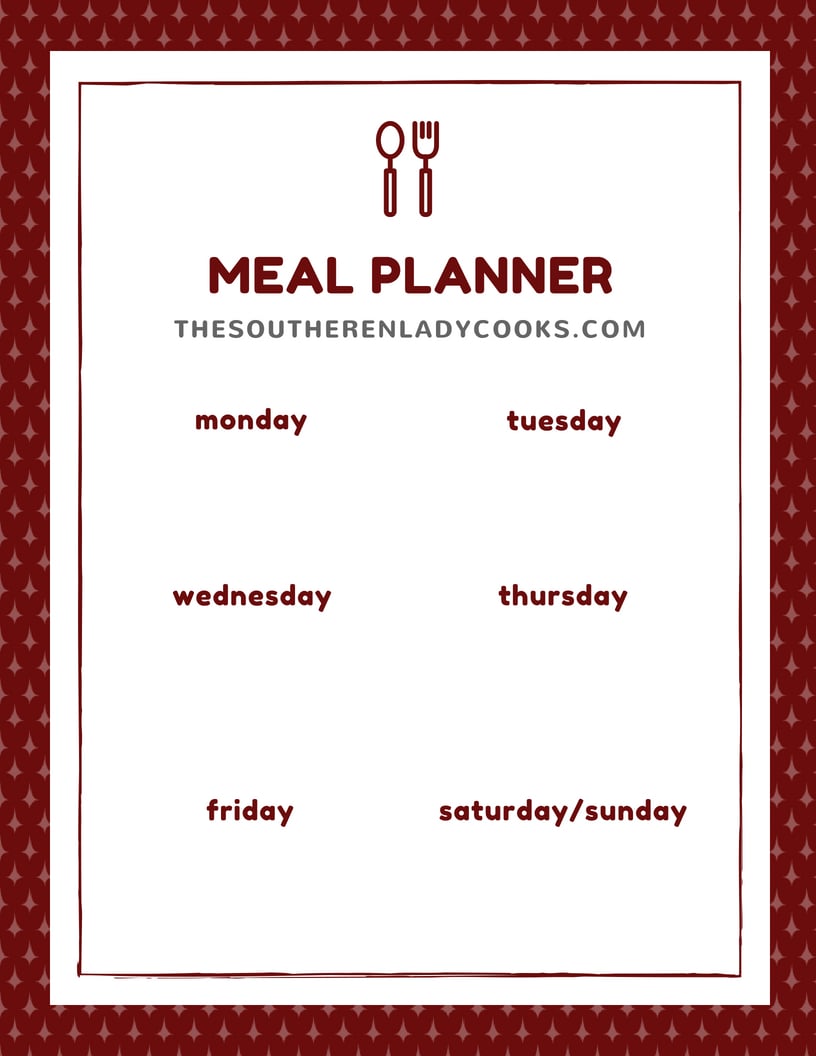 PRINTABLES - The Southern Lady Cooks