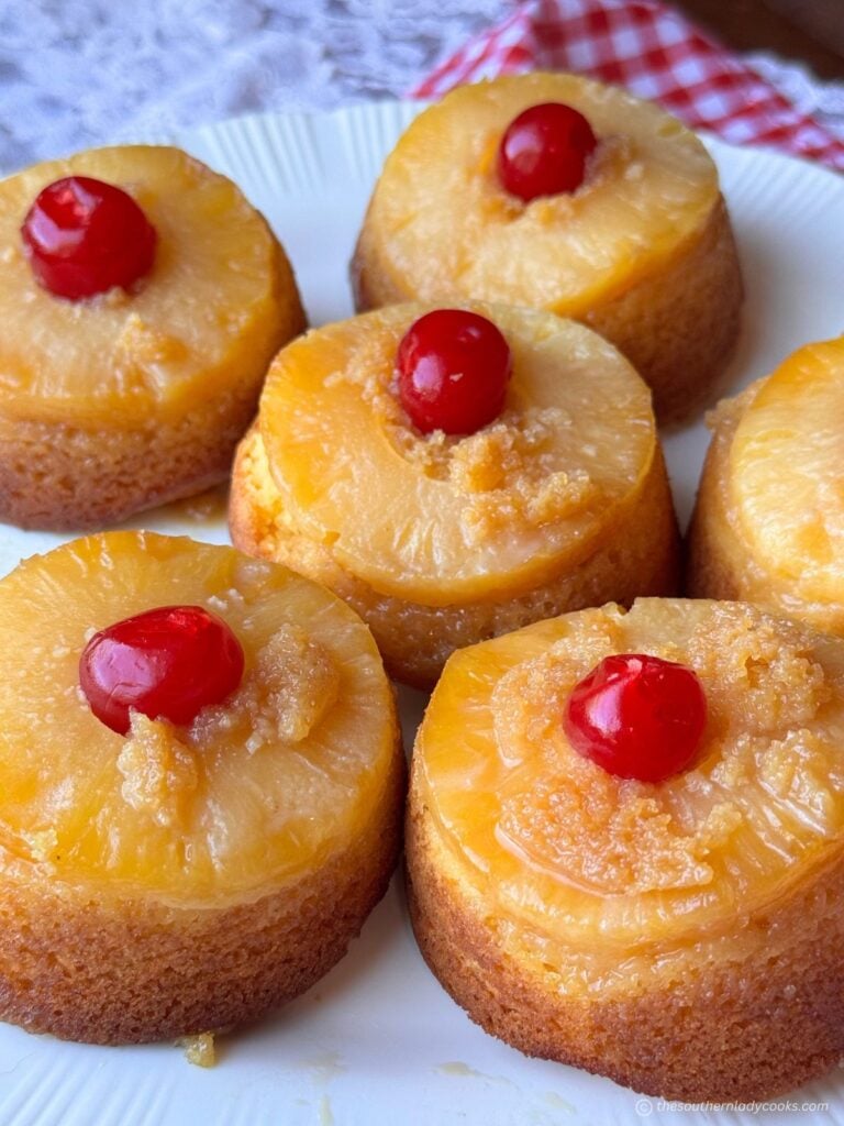 Pineapple Upside Down Cupcakes with pineapple rings