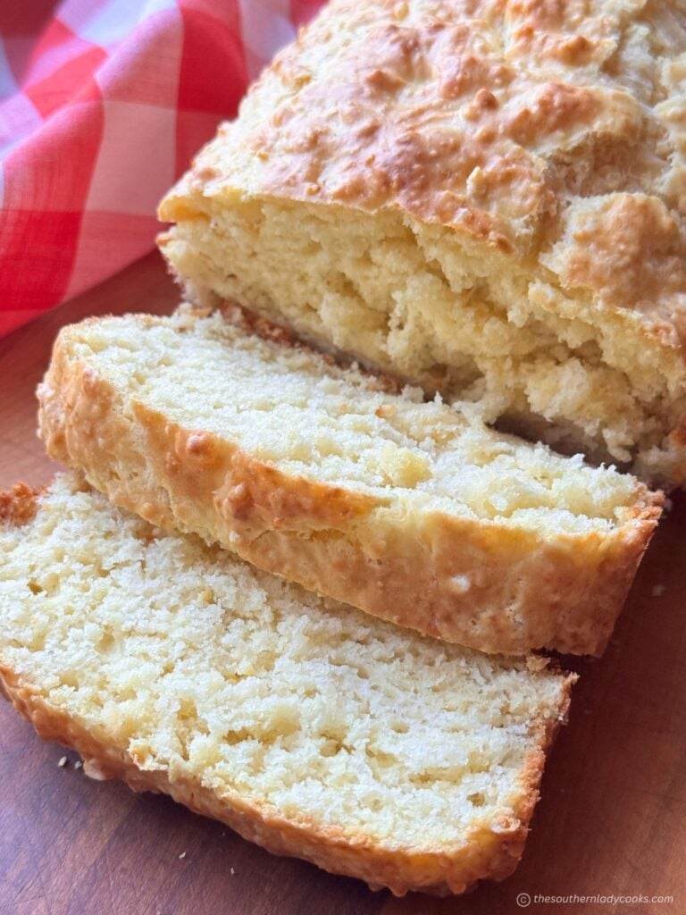 Mozzarella Cheese Quick Bread on a cutting board
