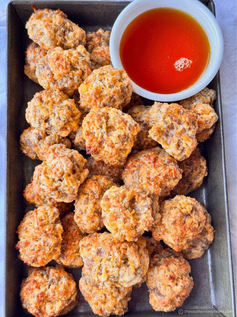 Pancake Sausage Balls with maple syrup
