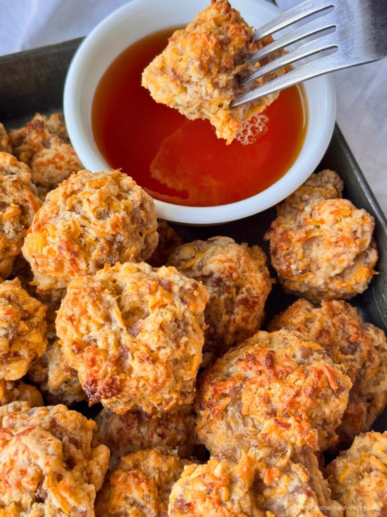 Pancake Sausage Balls with maple syrup