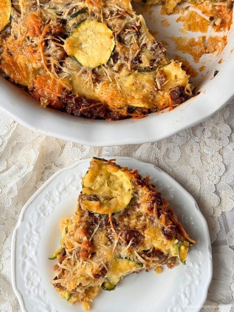Impossible Zucchini Pie with sausage